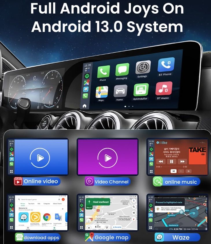 CarlinKit Smart TV Box s Androidom 13 Káblový na bezdrôtový CarPlay AI Box YouTube Netflix Qualcomm 8-jadrový