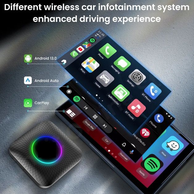 CarlinKit Smart TV Box s Androidom 13 Káblový na bezdrôtový CarPlay AI Box YouTube Netflix Qualcomm 8-jadrový