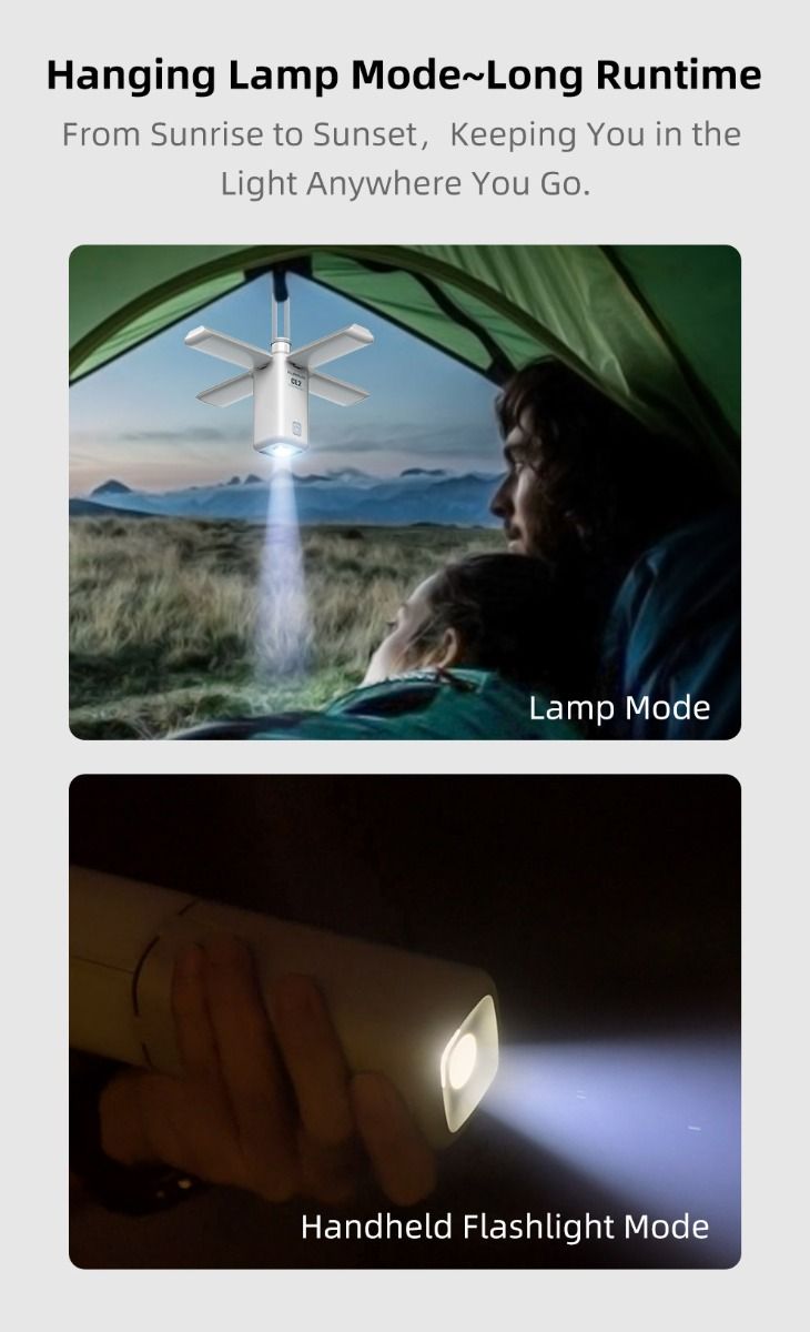 Klarus CL2 kempingová lampa 750 lúmenov s nastaviteľným uhlom starostlivosť o oči 7 osvetľovacích režimov