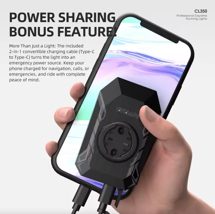 CYCLAMI CL350 Cyklistické predné svetlo 4000mAh s nabíjaním Type-C