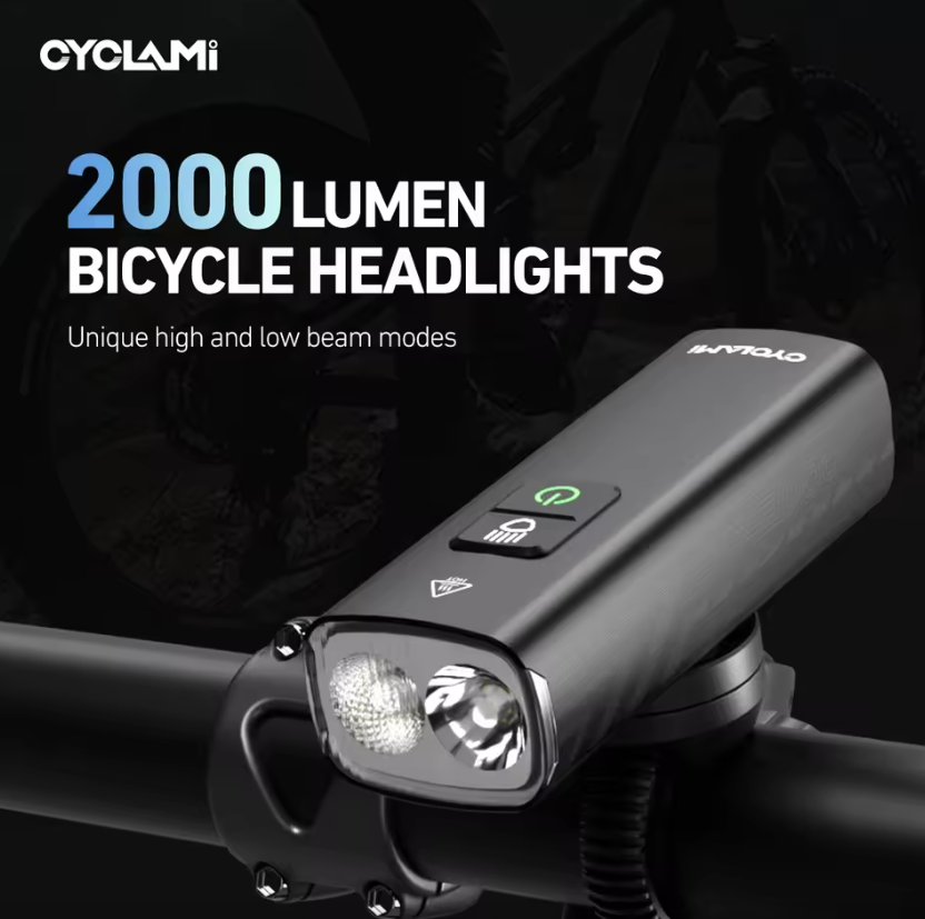 CYCLAMI Cyklistické svetlo BR2000 Predné svetlo na bicykel Typ-C MTB Cestné zvýrazňujúce svetlo na riadidlá Cyklistické svetlá