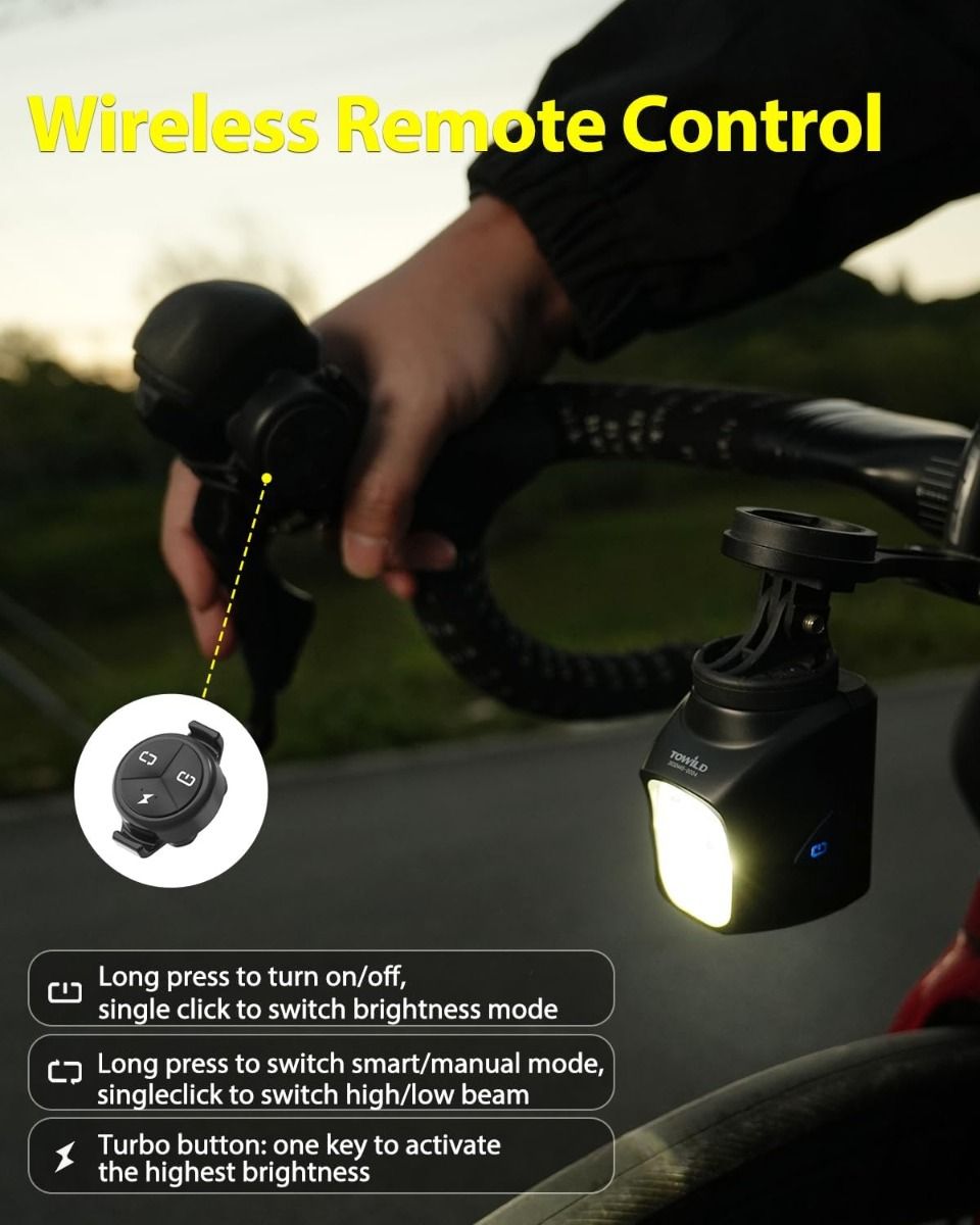 TOWILD DLite 1700 USB nabíjateľné bicyklové svetlo 1900 lúmenov vodotesné predné svetlo cyklistické DL1700 bicyklové svetlá