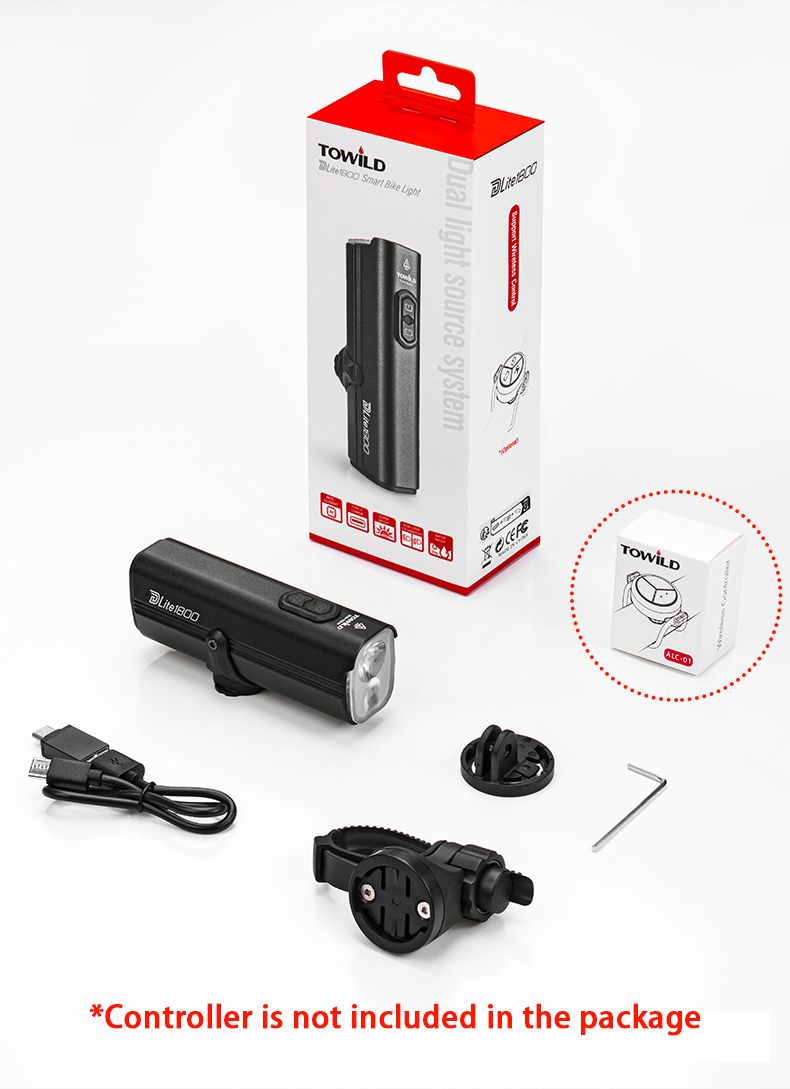 TOWILD DLite 1800 USB nabíjateľné bicyklové svetlo 2100 lúmenov vodotesný predný reflektor bezpečnosť na bicykel 5000mAh batéria