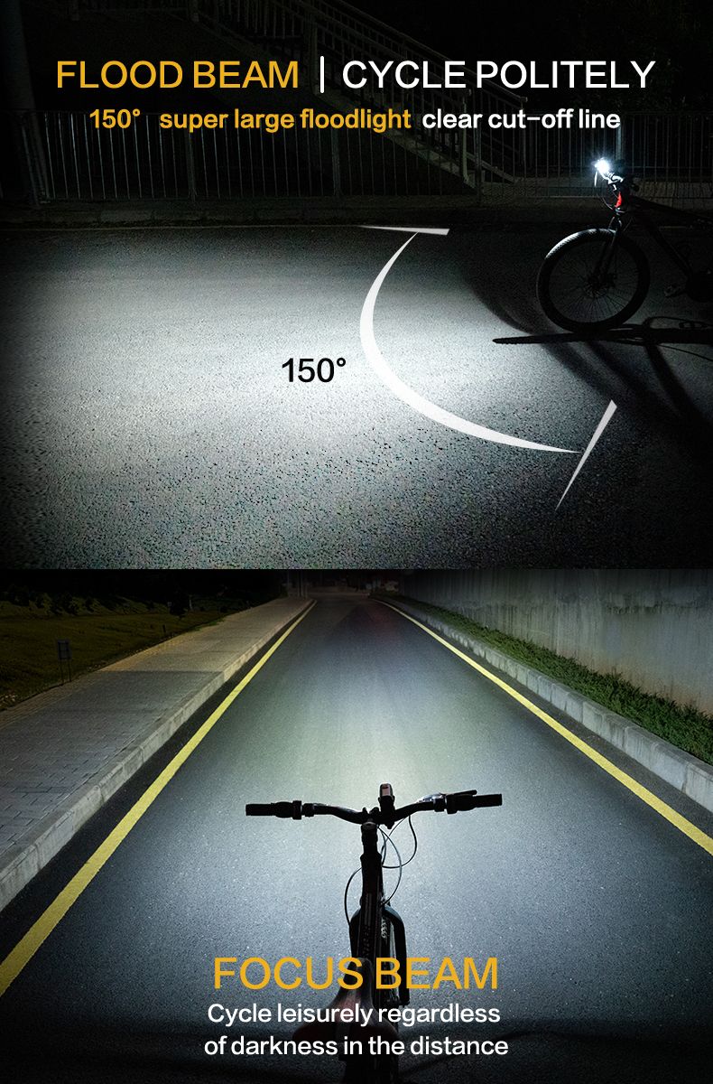 TOWILD DLite 1800 USB nabíjateľné bicyklové svetlo 2100 lúmenov vodotesný predný reflektor bezpečnosť na bicykel 5000mAh batéria
