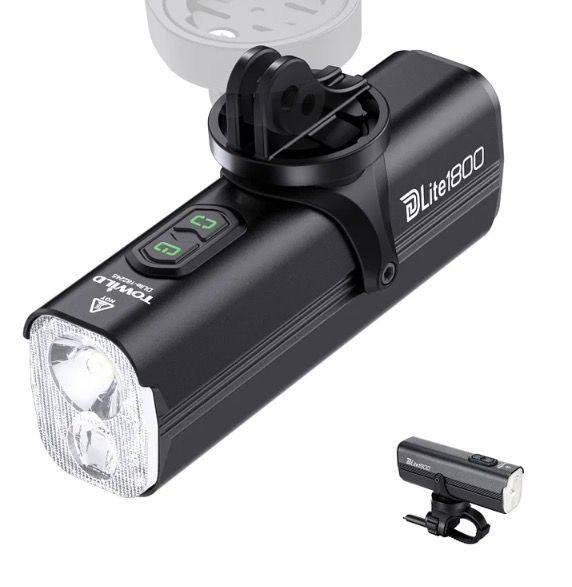 TOWILD DLite 1800 USB nabíjateľné bicyklové svetlo 2100 lúmenov vodotesný predný reflektor bezpečnosť na bicykel 5000mAh batéria