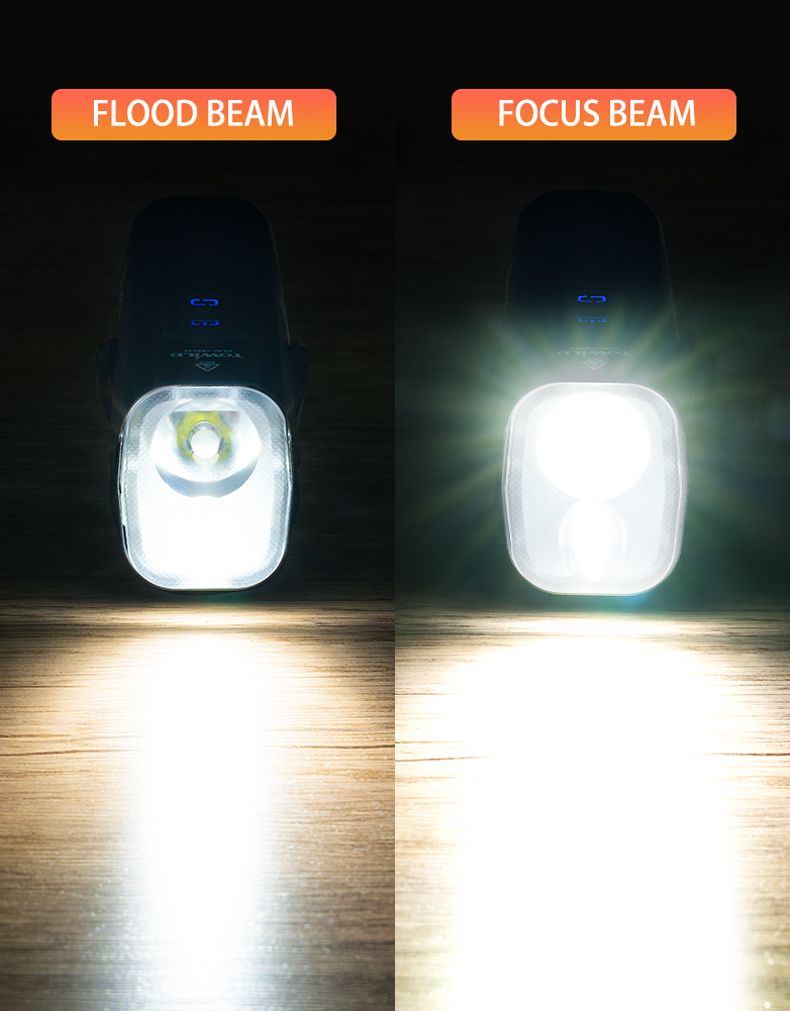 TOWILD DLite 1800 USB nabíjateľné bicyklové svetlo 2100 lúmenov vodotesný predný reflektor bezpečnosť na bicykel 5000mAh batéria