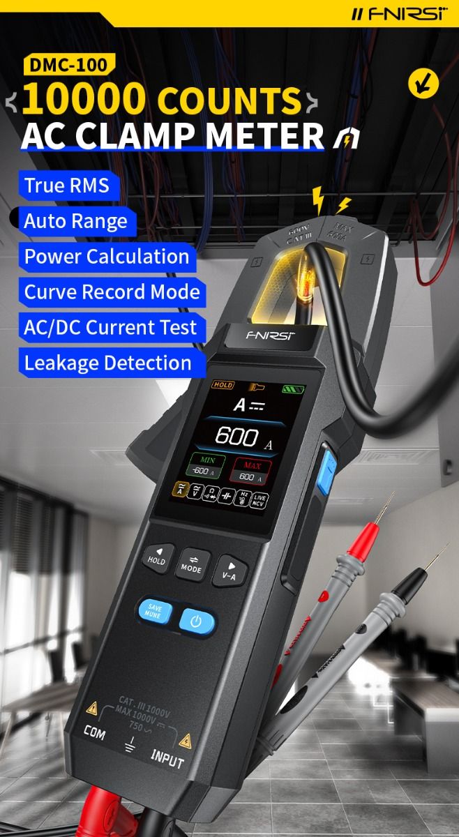 FNIRSI DMC-100 Kliešťový Multimeter: Plne Automatický, Inteligentný, NCV, AC/DC Napätie Prúd.