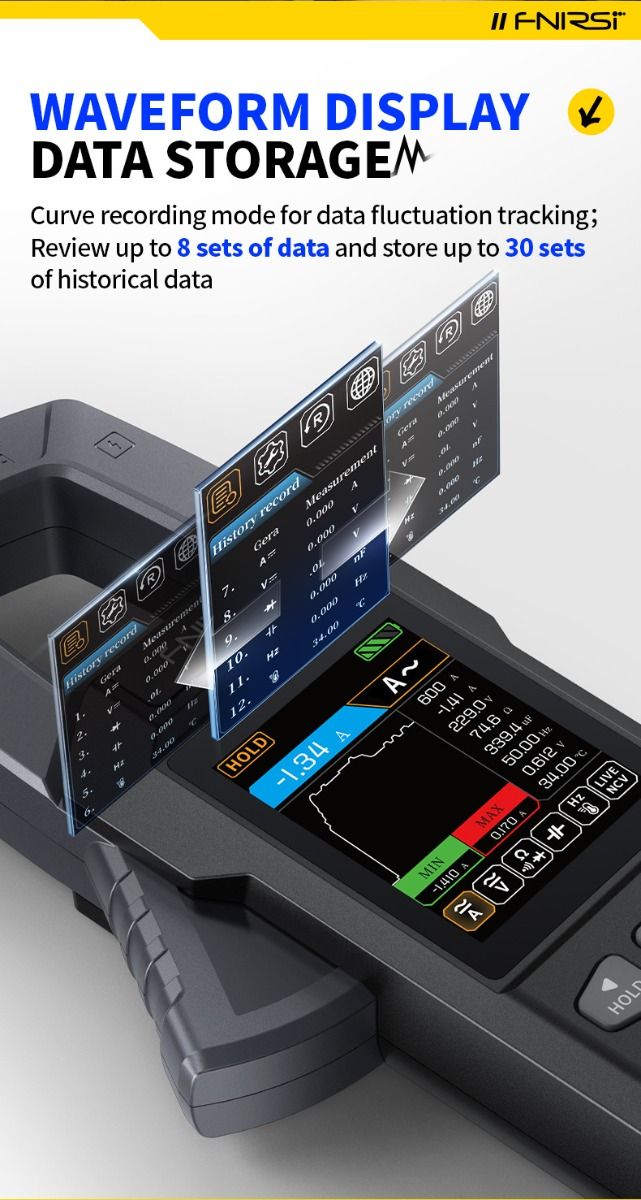 FNIRSI DMC-100 Kliešťový Multimeter: Plne Automatický, Inteligentný, NCV, AC/DC Napätie Prúd.