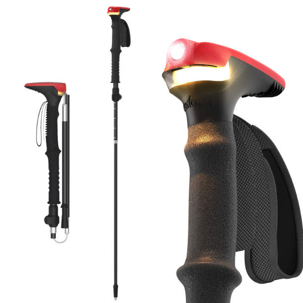 GUITORCH Trail Back Palice s Osvetlením | Ľahké Hliníkové pre Bezpečnú Nočnú Turistiku