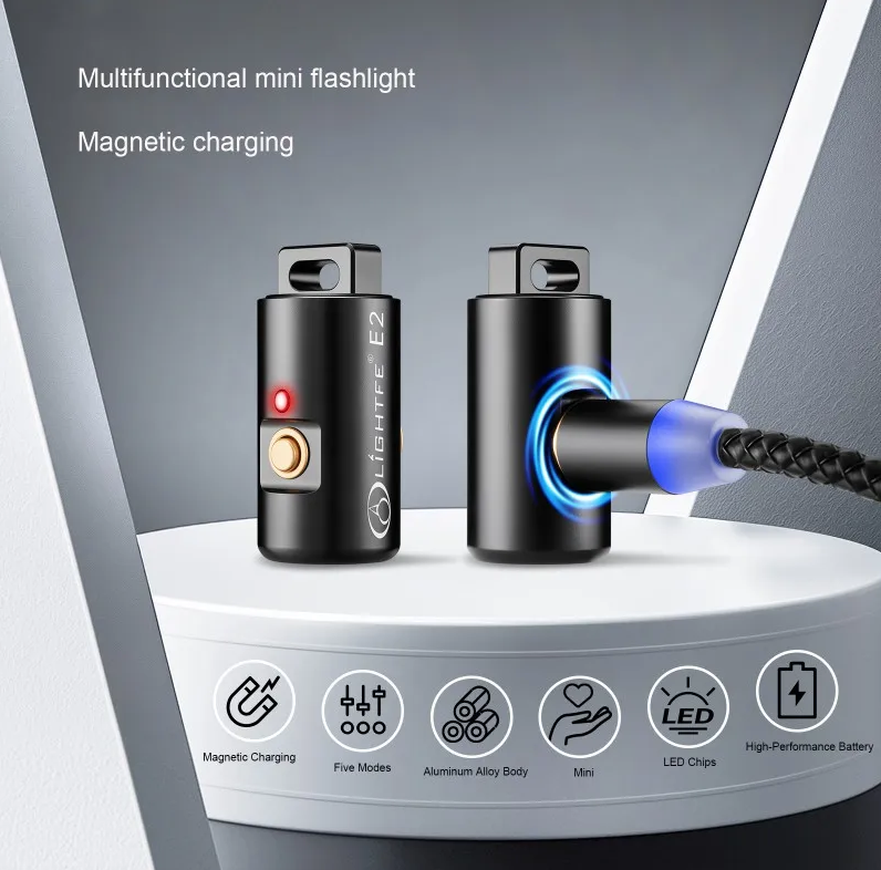 Mini LED Nabíjateľné Kempingové Svietidlo: Kompaktné & Prenosné, Vodotesné, s Kľúčenkou a Náhrdelníkom