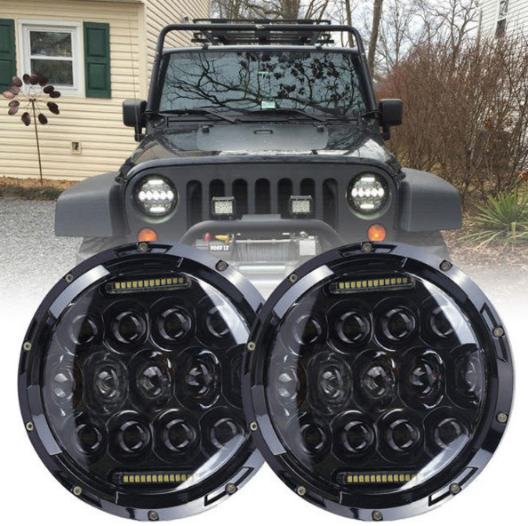 7-palcový motocyklový LED svetlomet Beam DRL Blinker pre Harley Jeep Wrangler 75W IP67 6000K svetlo