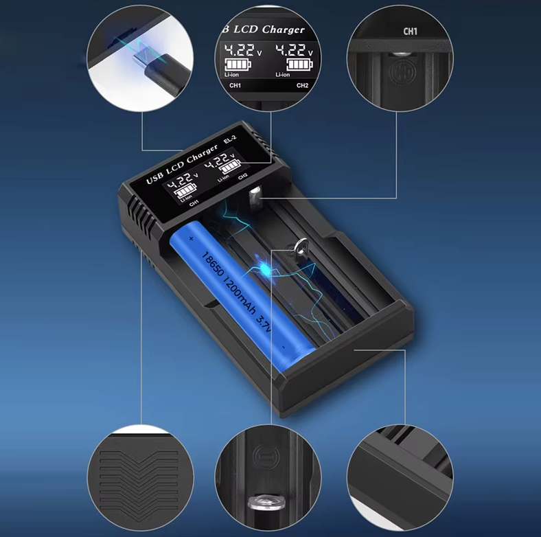 USB LCD inteligentná nabíjačka batérií, efektívna nabíjačka pre batérie 18650 AA AAA s LCD displejom, všestranná a prenosná