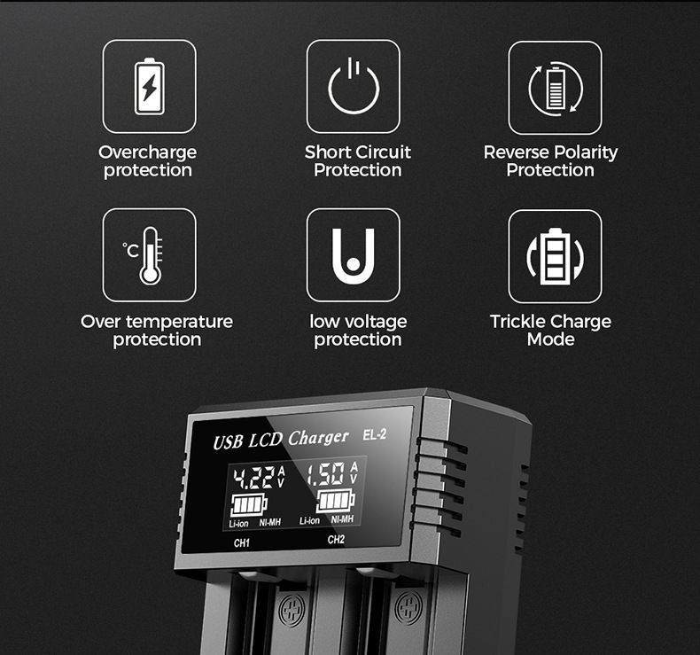 USB LCD inteligentná nabíjačka batérií, efektívna nabíjačka pre batérie 18650 AA AAA s LCD displejom, všestranná a prenosná