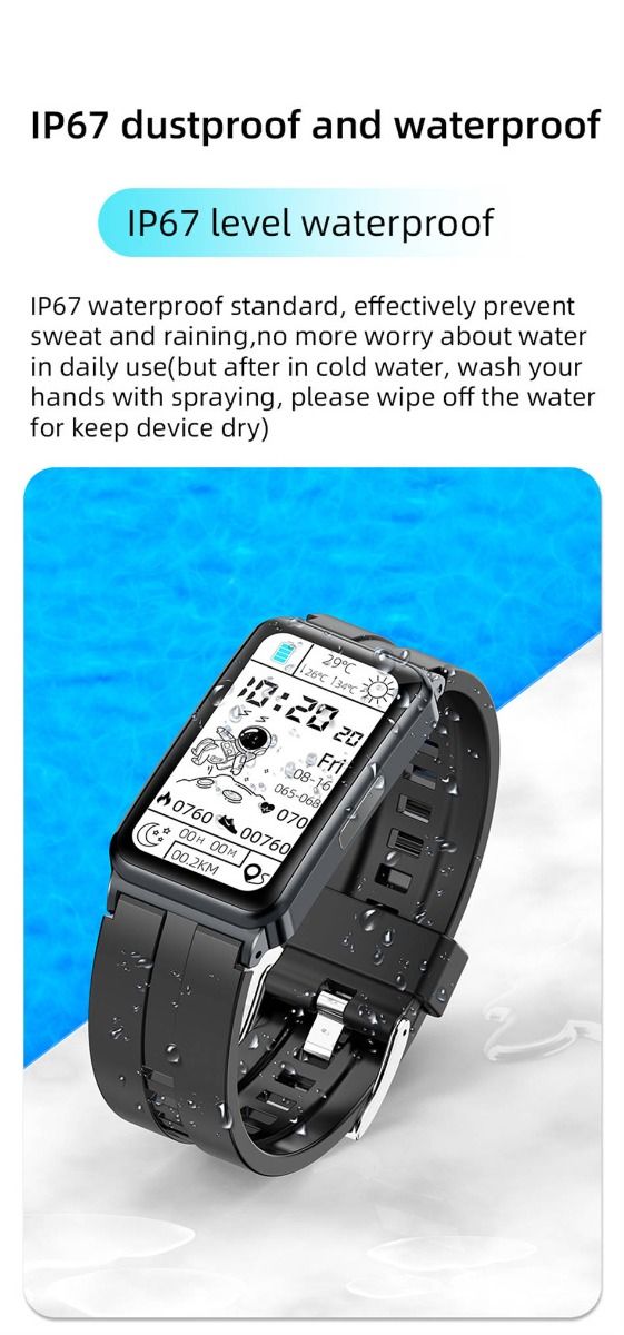 EP01 Inteligentné Hodinky, Glukóza v Krvi, EKG, HRV, Teplota, 1.47" HD Vodotesný Smart Náramok Fitness Tracker