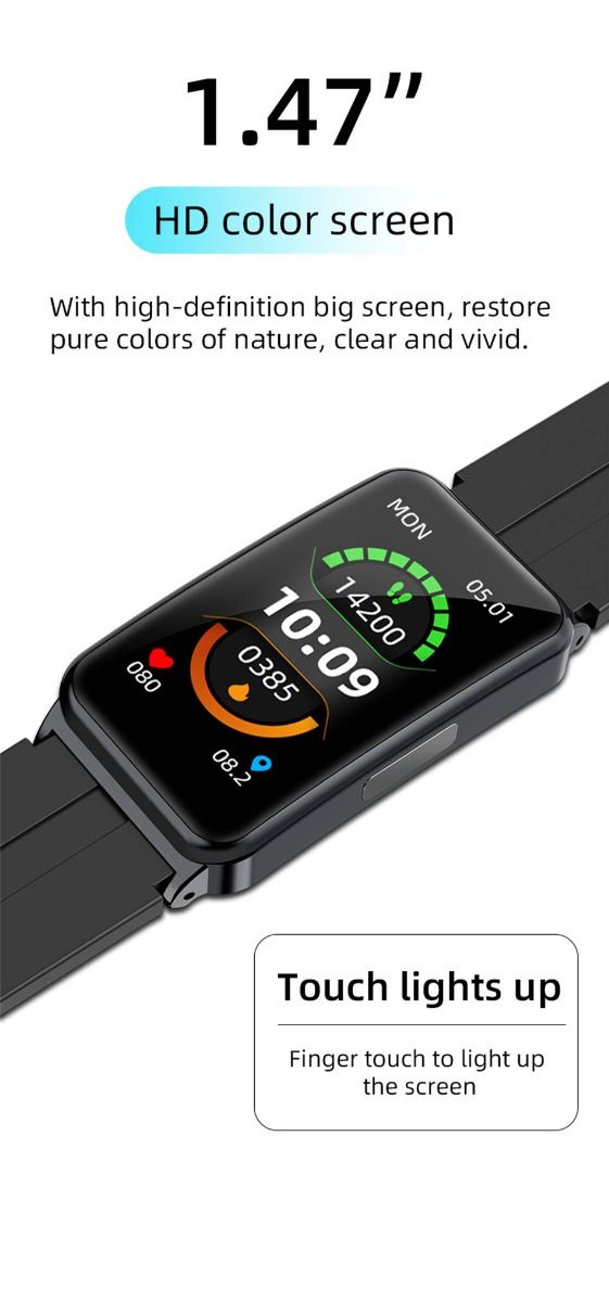 EP01 Inteligentné Hodinky, Glukóza v Krvi, EKG, HRV, Teplota, 1.47" HD Vodotesný Smart Náramok Fitness Tracker