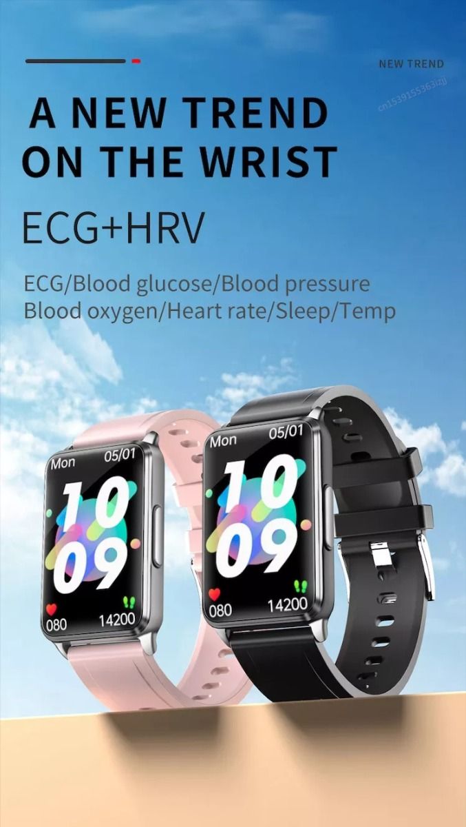 EP02 Smart Hodinky s Glukózou, EKG, HRV a 1.57" HD. Vodeodolné Zdravotné Sledovanie na Zápästí