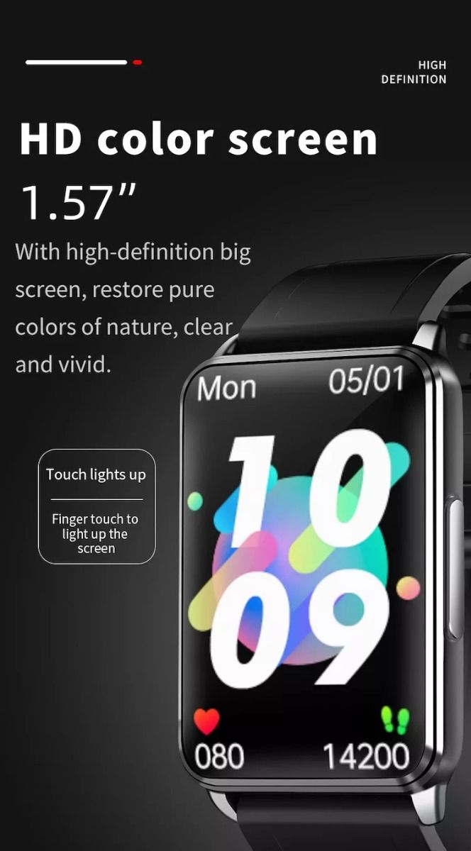 EP02 Smart Hodinky s Glukózou, EKG, HRV a 1.57" HD. Vodeodolné Zdravotné Sledovanie na Zápästí