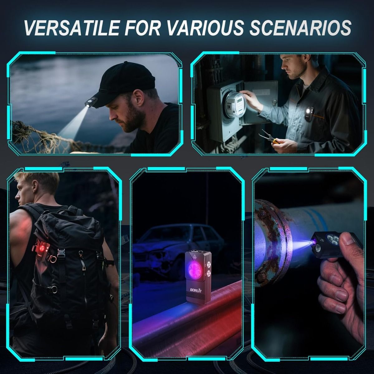 EV30 EDC svietidlo, 550lm USB-C nabíjateľné, kompaktné mini LED s 365nm UV svetlom na kľúče