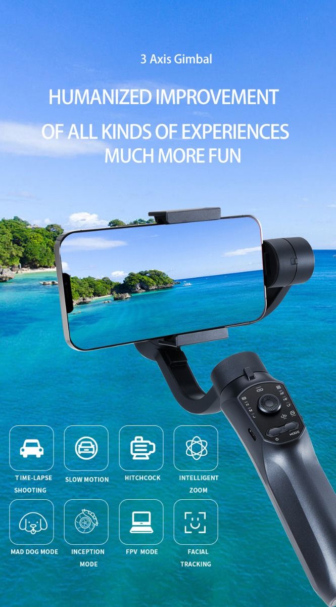 F10 Pro Stabilizátor 3-osový gimbal pre telefón na mobilné filmovanie s kompatibilitou so smartfónmi a rozpoznávaním tváre