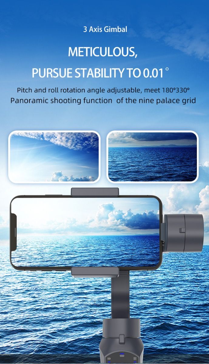 F10 Pro Stabilizátor 3-osový gimbal pre telefón na mobilné filmovanie s kompatibilitou so smartfónmi a rozpoznávaním tváre