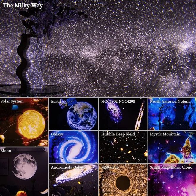 Nočné svetlo Galaxy projektor 12 v 1, lampa planetária pre deti s 360° otáčaním a upokojujúcou atmosférou.