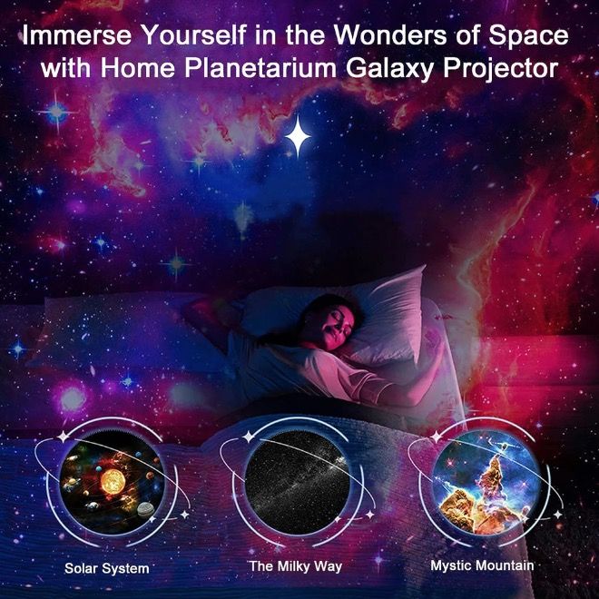 Nočné svetlo Galaxy projektor 12 v 1, lampa planetária pre deti s 360° otáčaním a upokojujúcou atmosférou.
