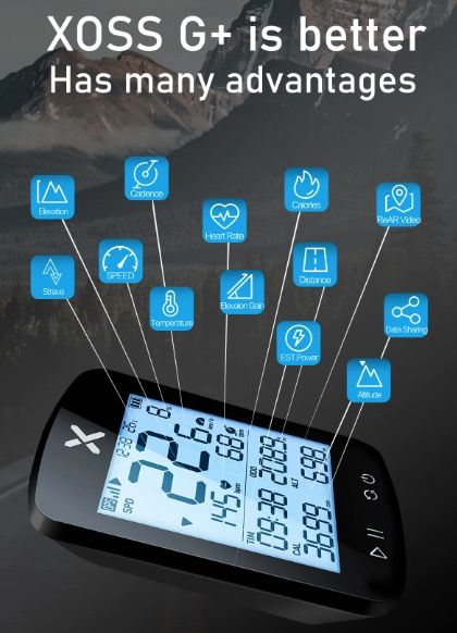XOSS G+ G2 Cyklopočítač GPS Generácie Bezdrôtový Tachometer Sledovač s Vlastným Displejom a Snímačom Srdcového Tepu