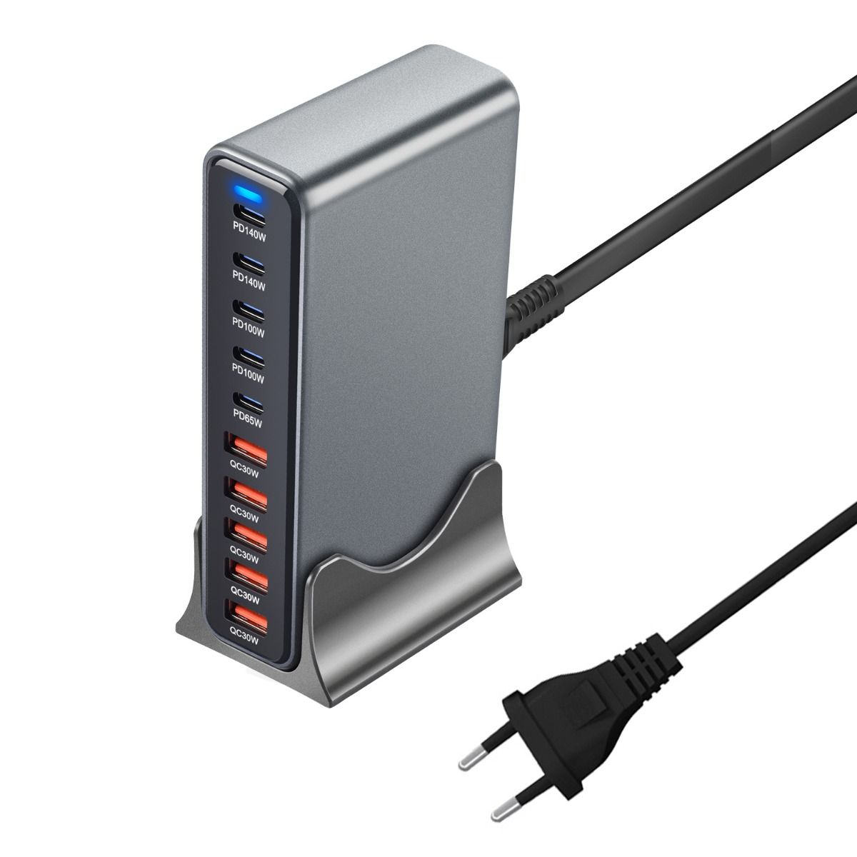 800W USB-C rýchla nabíjačka, 10-portová USB nabíjacia stanica, GaN Ⅲ Pro Dual 140W PD PPS portová kompatibilná nabíjačka