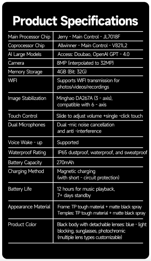 AI Smart Prekladové Okuliare s Kamerou, Bluetooth, UV a Anti-Modré Svetlo pre Hovory a Hudbu