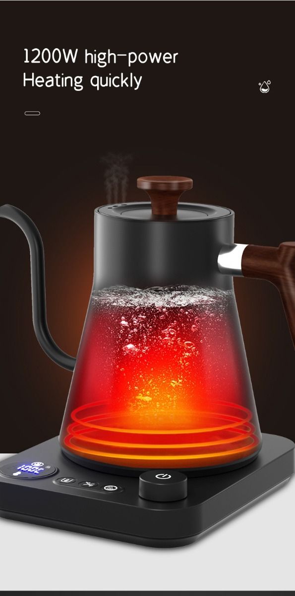 Elektrická rýchlovarná kanvica s reguláciou teploty v reálnom čase a elegantnou gooseneck pipkou 1200W