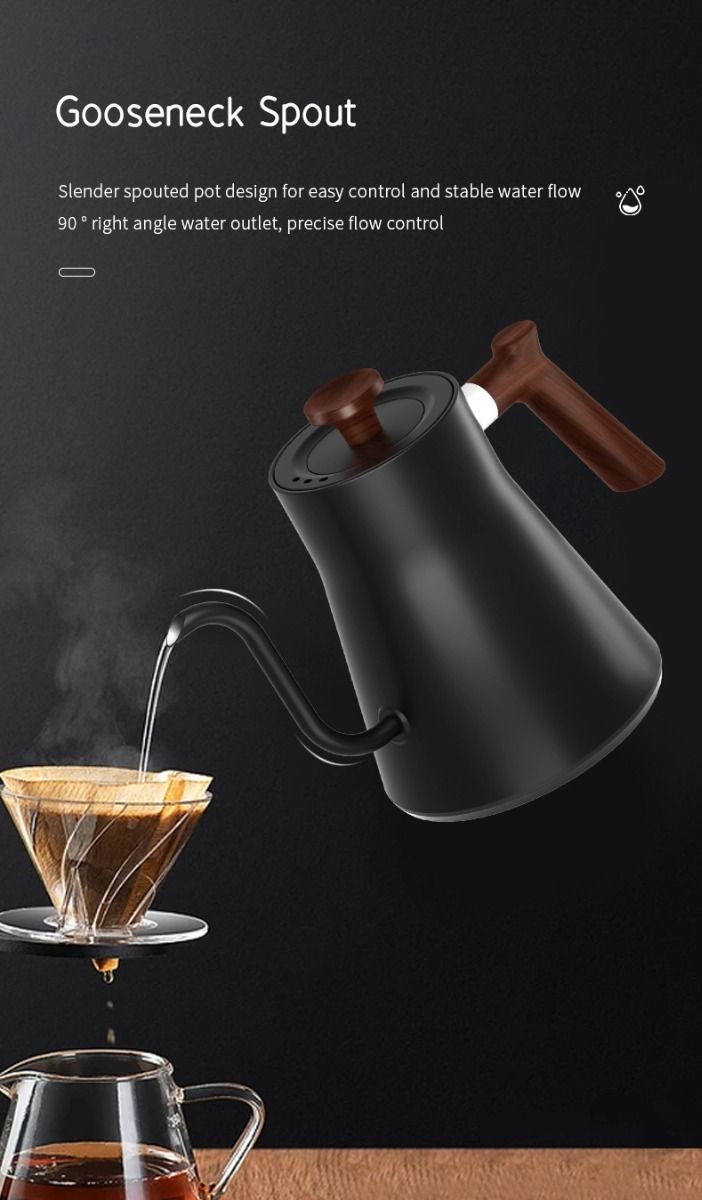 Elektrická rýchlovarná kanvica s reguláciou teploty v reálnom čase a elegantnou gooseneck pipkou 1200W