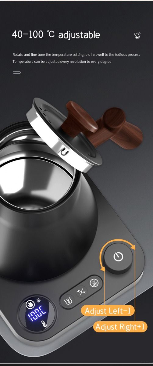 Elektrická rýchlovarná kanvica s reguláciou teploty v reálnom čase a elegantnou gooseneck pipkou 1200W