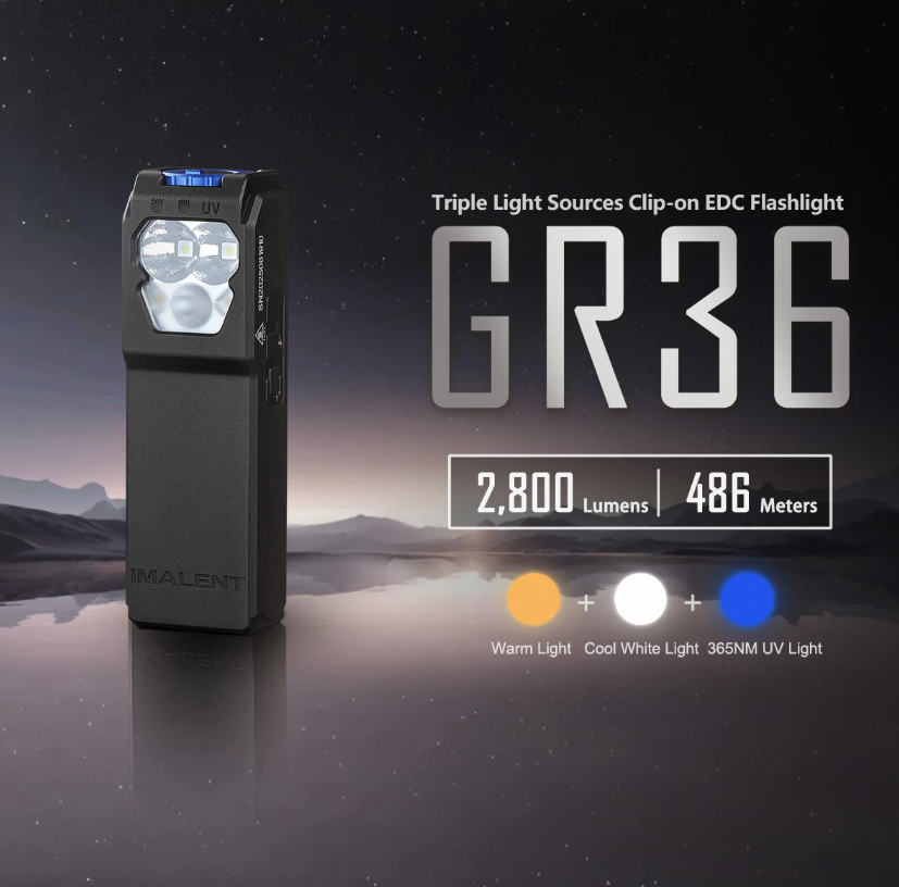 IMALENT GR36 EDC svietidlo, super jasné 2800lm, Type-C nabíjateľné LED, magnetické.