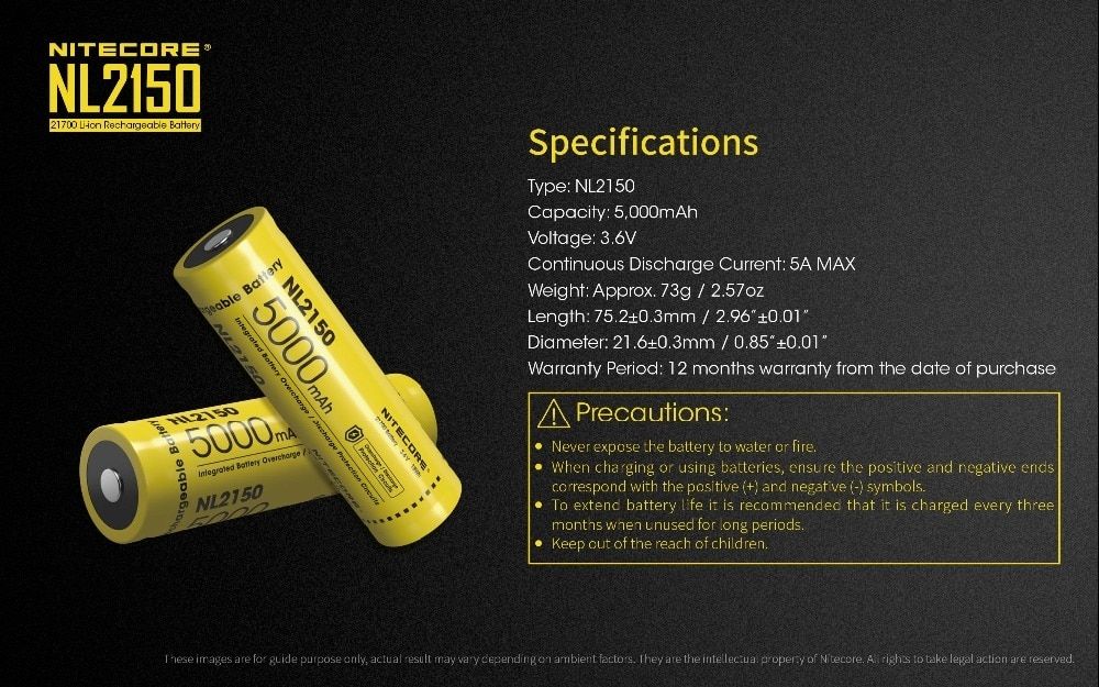 NITECORE NL2150 5000mAh batéria 21700 pre výkonné baterky a prenosné zariadenia s dlhodobou výdržou