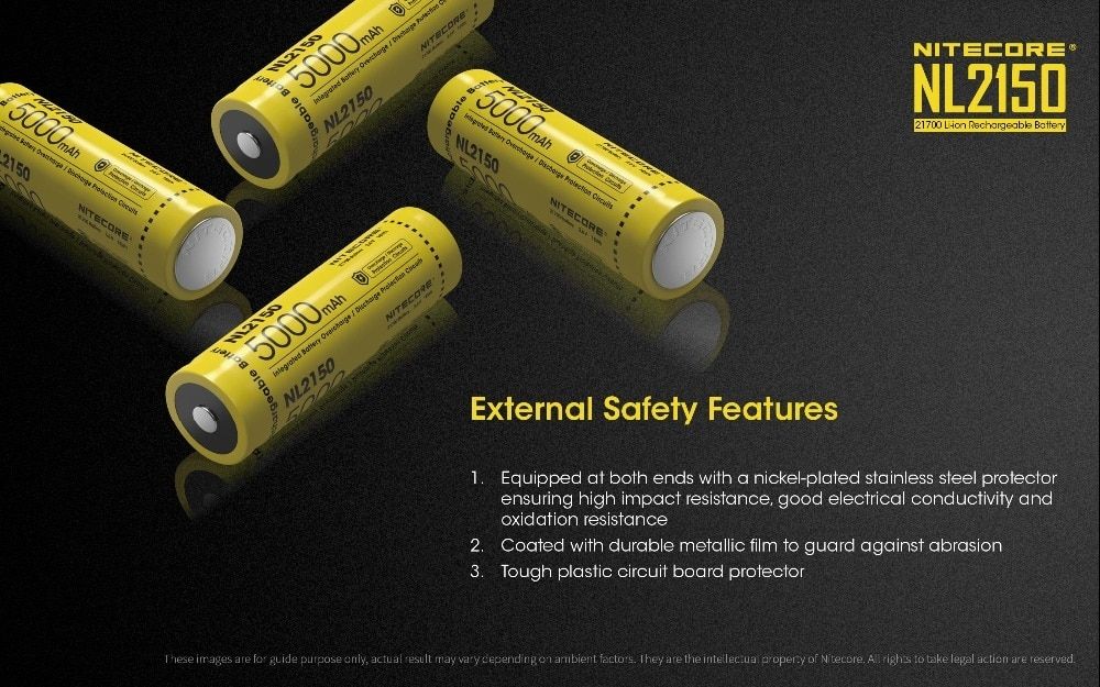 NITECORE NL2150 5000mAh batéria 21700 pre výkonné baterky a prenosné zariadenia s dlhodobou výdržou
