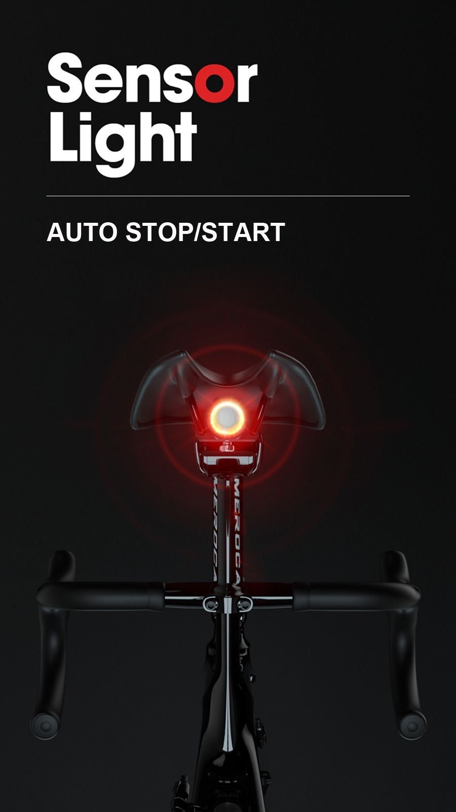 Inteligentné zadné svetlo na bicykel s automatickým štart/stop brzdovým svetlom, USB nabíjaním, vodeodolnosťou IPX6 – bezpečnostné svetlo na bicykel
