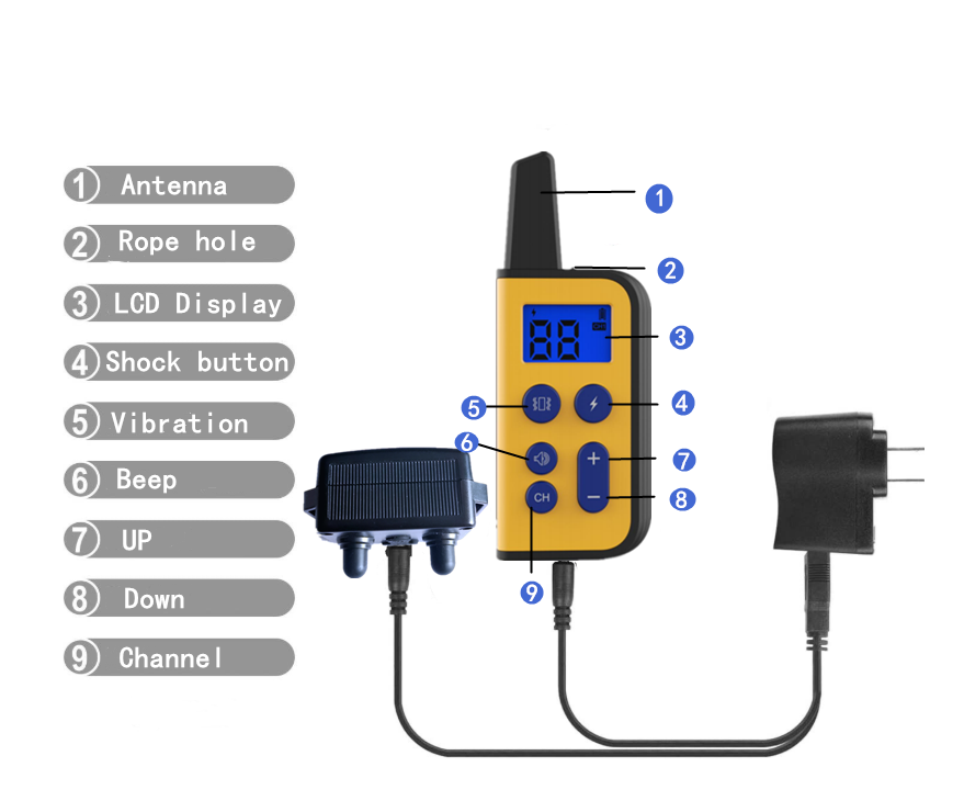 Vodotesný elektrický výcvikový obojok pre psov s dosahom 1000 m, nastaviteľné úrovne stimulácie pre humánny výcvik.