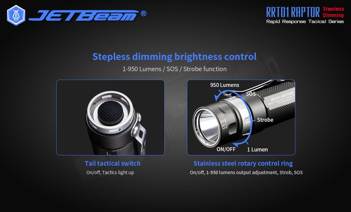 JETBeam JET-RRT01 XP-L 950 Lumen LED EDC baterka – odolné vonkajšie osvetlenie na kempovanie a turistiku