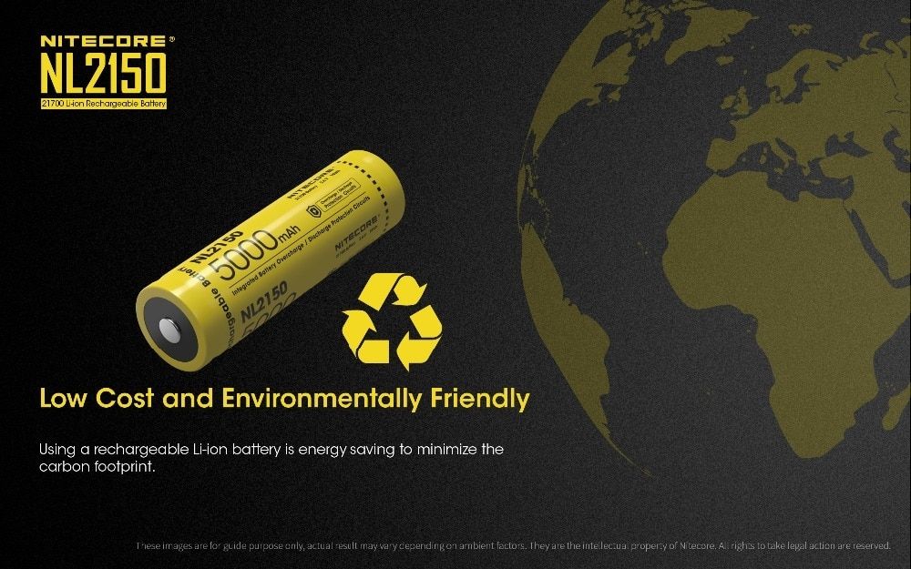 NITECORE NL2150 5000mAh batéria 21700 pre výkonné baterky a prenosné zariadenia s dlhodobou výdržou