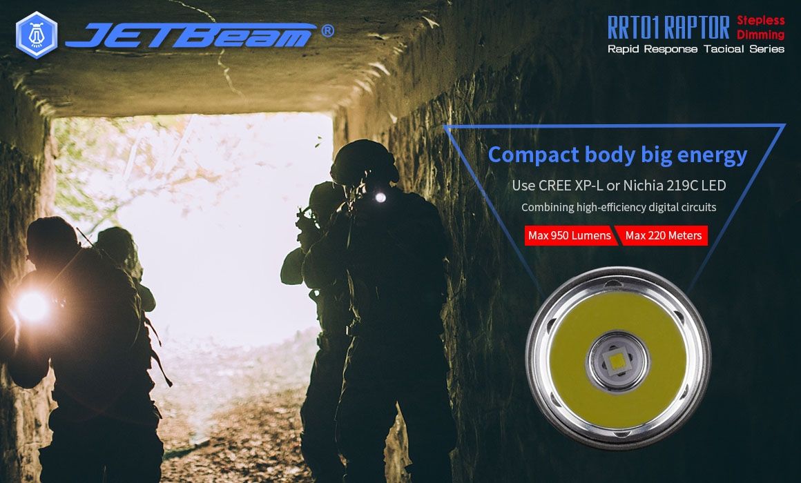 JETBeam JET-RRT01 XP-L 950 Lumen LED EDC baterka – odolné vonkajšie osvetlenie na kempovanie a turistiku
