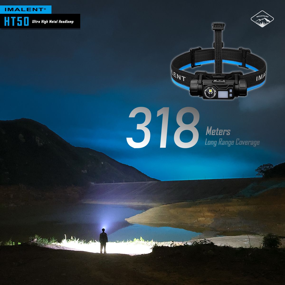 IMALENT HT50 LED dobrodružná čelovka s dvoma svetelnými zdrojmi, nabíjateľná, ľahký dizajn, vysoký svetelný výkon