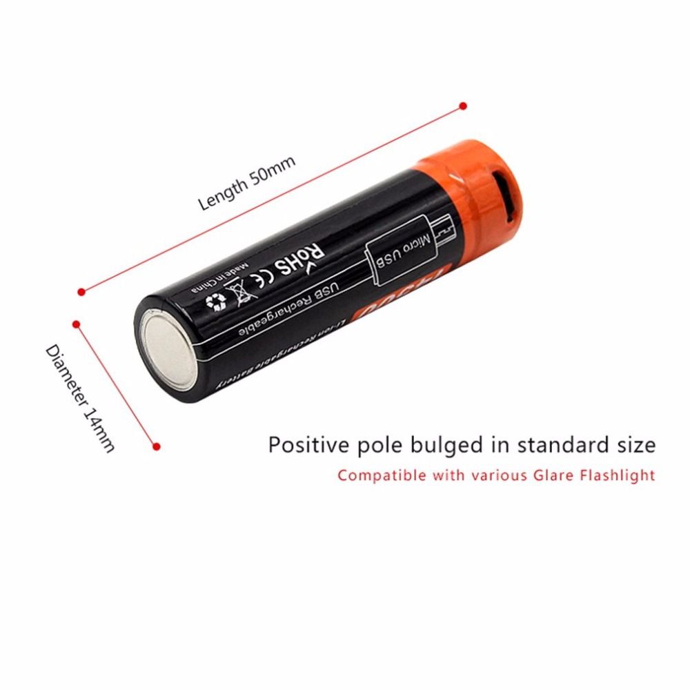 Doublepow 14500 750mAh nabíjateľná batéria 3.7V Li-ion s Micro USB pre zariadenia s vysokým odberom a kempovanie