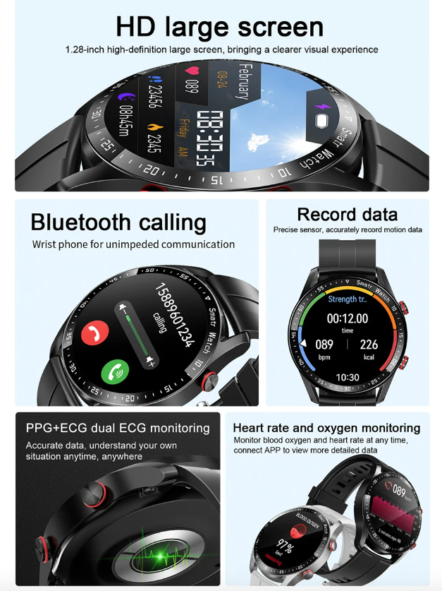 Inteligentné hodinky HW20 Srdce tep Krvný tlak Kyslík Spánok Šport ECG PPG Bluetooth volanie Android iOS