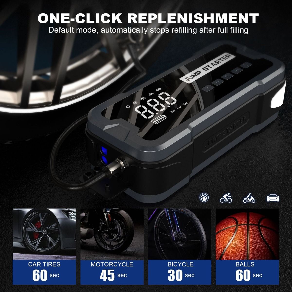 Kompaktné multifunkčné zariadenie Autopríslušenstvo Štartér do auta Power Bank s digitálnym displejom 8000mAh