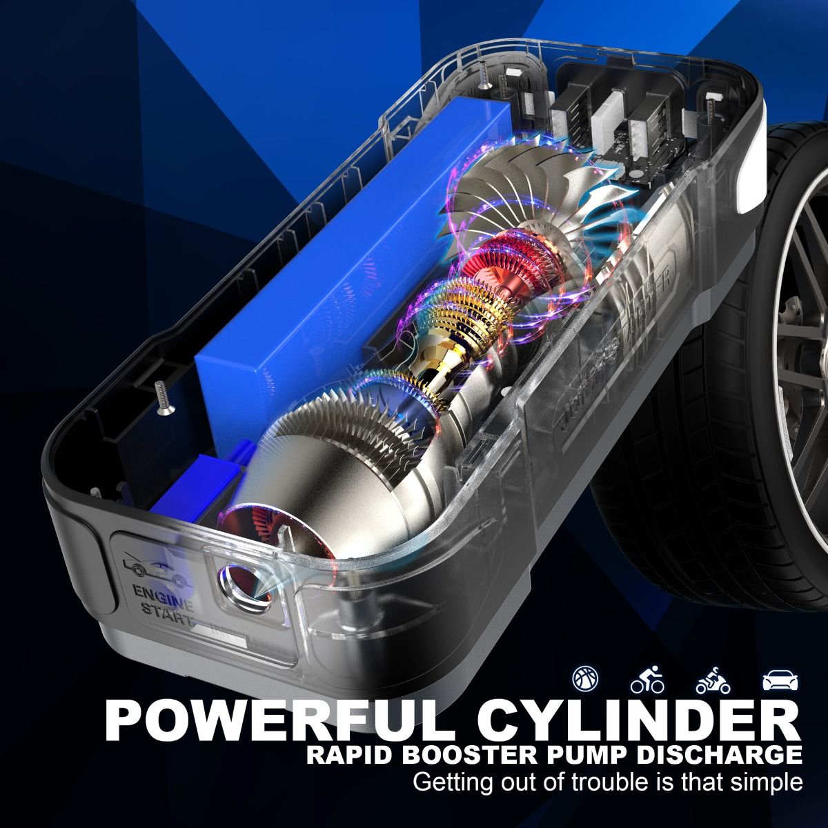 Kompaktné multifunkčné zariadenie Autopríslušenstvo Štartér do auta Power Bank s digitálnym displejom 8000mAh