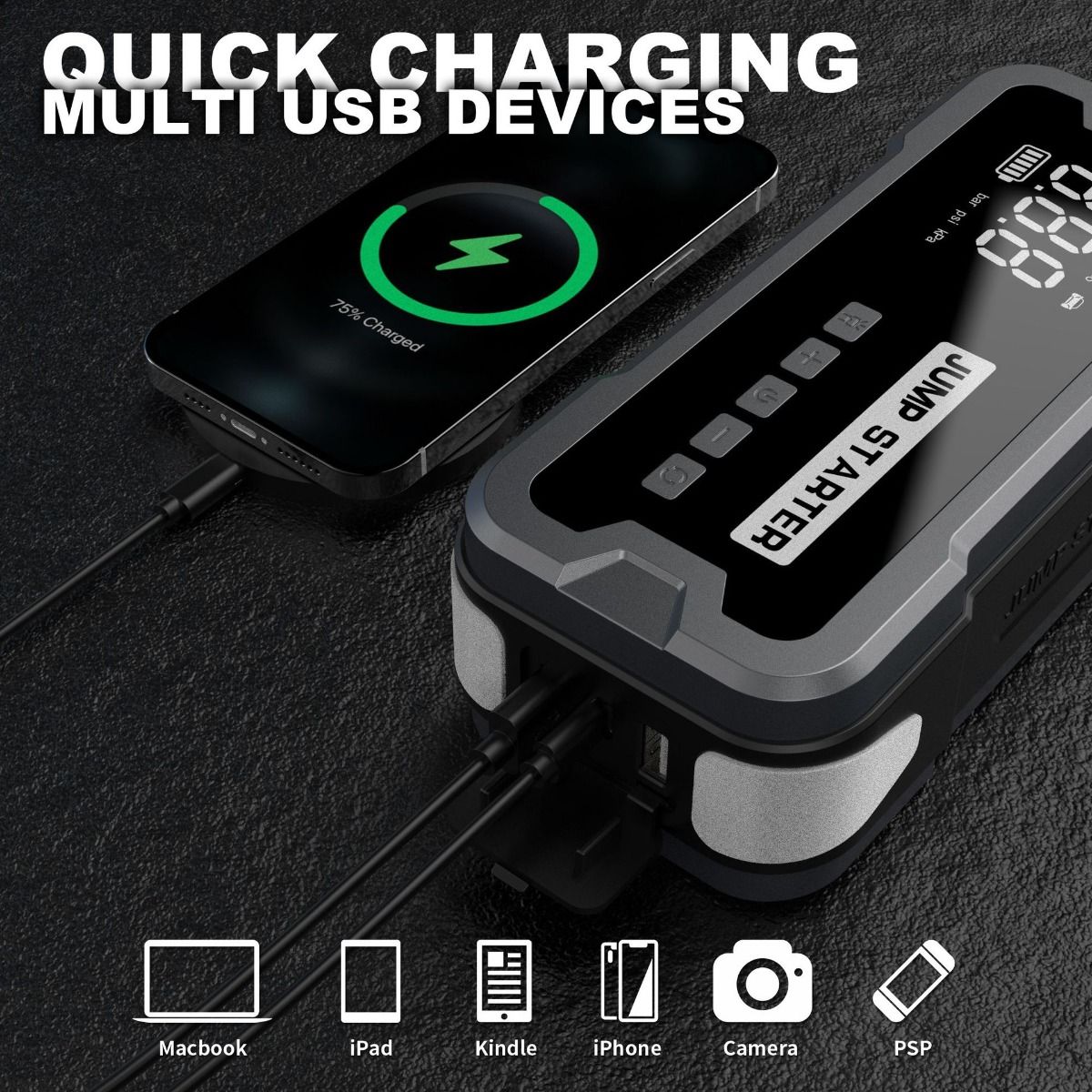 Kompaktné multifunkčné zariadenie Autopríslušenstvo Štartér do auta Power Bank s digitálnym displejom 8000mAh