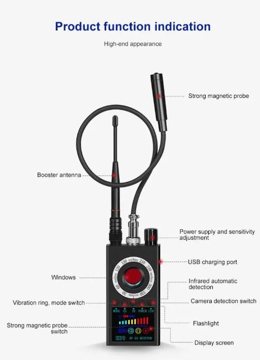 K19 Bezdrôtový RF detektor signálu GPS sledovač, kompaktné bezpečnostné zariadenie na ochranu súkromia a detekciu sledovania