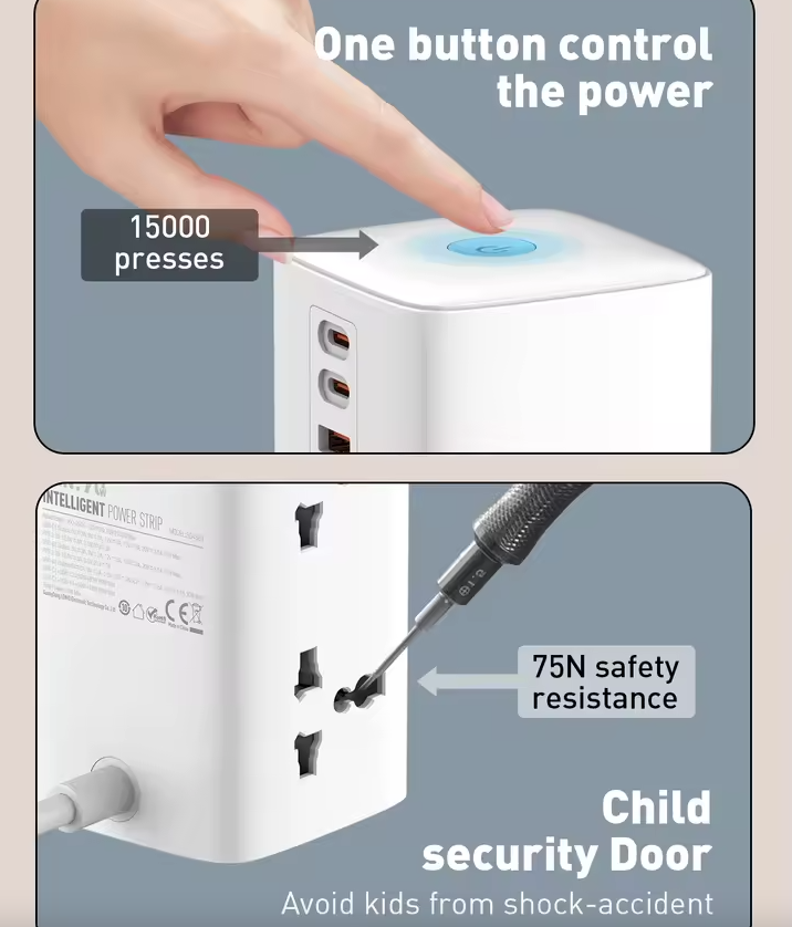 LDNIO Tower Multi Tap Cube Napájacia lišta so zásuvkami 70W Nabíjacie stanice 4 zásuvky Sieťový filter UK US EU Typ zástrčky na univerzálny adaptér