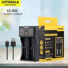 Liitokala Lii-202 Inteligentná nabíjačka pre 18650 26650 21700 NiMH lítiové batérie, dvojkanálová, USB výstup