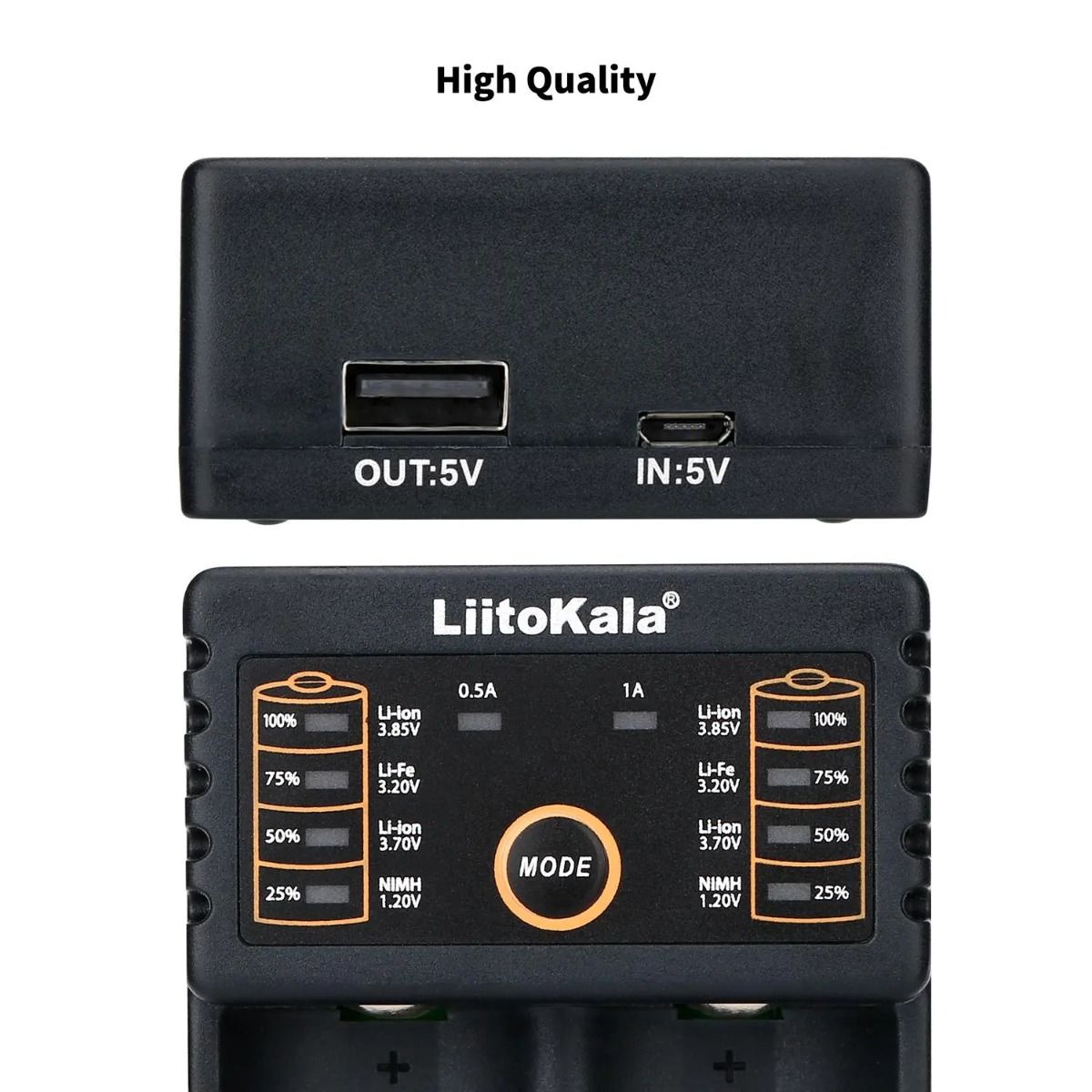 Liitokala Lii-202 Inteligentná nabíjačka pre 18650 26650 21700 NiMH lítiové batérie, dvojkanálová, USB výstup